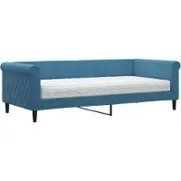 vidaXL Lit de jour avec matelas bleu 90x200 cm velours