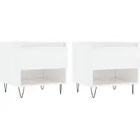 vidaXL Tables basses 2 pcs. Blanc brillant 50x46x50 cm Bois composite