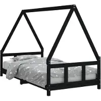 vidaXL Lit d'enfant noir 90x190 cm pin massif