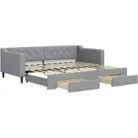 vidaXL Lit de jour extensible avec tiroirs gris clair 90x200 cm Tissu