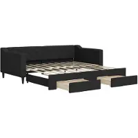 vidaXL Lit de jour extensible avec tiroirs noir 90x190 cm Tissu