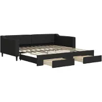 vidaXL Lit de jour extensible avec tiroirs noir 100x200 cm Tissu