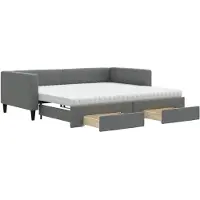 vidaXL Lit de jour extensible avec tiroirs gris foncé 100x200 cm Tissu
