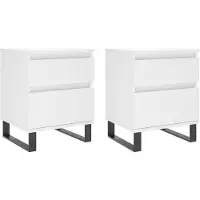 vidaXL Tables de chevet 2 pcs blanc 40x35x50 cm bois d’ingénierie