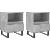 vidaXL Tables de chevet 2 pcs gris béton 40x35x50 cm bois d’ingénierie