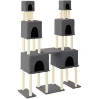 vidaXL Arbre à chat avec colonnes à griffer en sisal gris foncé 199 cm