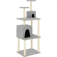 vidaXL Arbre à chat avec colonnes à griffer en sisal gris clair 167 cm