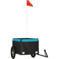 vidaXL Remorque vélo noir et bleu 30 kg de fer