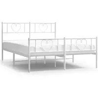 vidaXL Cadre de lit avec tête et pied de lit en métal blanc 120x190 cm