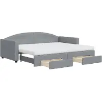 vidaXL Lit de jour extensible avec tiroirs gris clair 90x200 cm Tissu