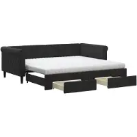vidaXL Lit de jour extensible avec tiroirs noir 90x190 cm velours