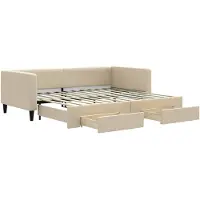 vidaXL Lit de jour extensible avec tiroirs Crème 90x200 cm Tissu