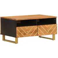vidaXL Table basse marron et noire 80x54x40 cm en bois massif de manguier