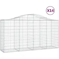 vidaXL Gabions avec arc surélevé 14 pcs 200x50x100/120cm Fer galvanisé