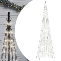 vidaXL Sapin de Noël à LED pour mât de drapeau 1534 LED blanc froid 500 cm