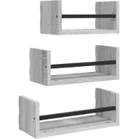 vidaXL Ensemble d'étagères murales avec barres 3 pcs sonoma gris
