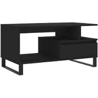 vidaXL Table basse noire 90x49x45 cm Bois composite