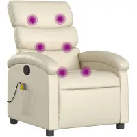 vidaXL Fauteuil de massage Crème Similicuir