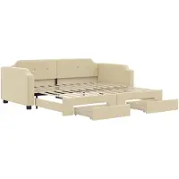 vidaXL Lit de jour extensible avec tiroirs Crème 100x200 cm Tissu