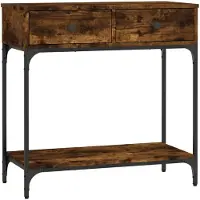 vidaXL Table console chêne fumé 75x34,5x75 cm bois d'ingénierie