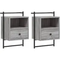 vidaXL Table de chevet murale 2 pcs sonoma gris 40x30x61 cm
