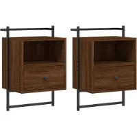 vidaXL Table de chevet murale 2 pcs chêne marron 40x30x61 cm