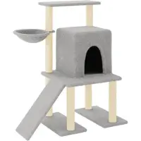 vidaXL Arbre à chat avec colonnes à griffer en sisal gris clair 96,5 cm