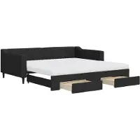 vidaXL Lit de jour extensible avec tiroirs noir 100x200 cm Tissu