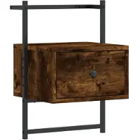 vidaXL Table de chevet murale chêne fumé 35x30x51 cm cm