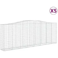 vidaXL Gabions avec arc surélevé 5 pcs. 400x50x140/160cm Fer galvanisé