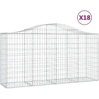vidaXL Gabions avec arc surélevé 18 pcs 200x50x100/120cm Fer galvanisé