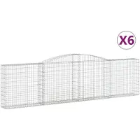 vidaXL Gabions avec arc surélevé 6 pcs. 400x30x100/120cm Fer galvanisé
