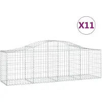 vidaXL Gabions avec arc surélevé 11 pcs. 200x50x60/80 cm Fer galvanisé