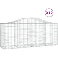 vidaXL Gabions avec arc surélevé 12 pcs. 200x50x80/100cm Fer galvanisé