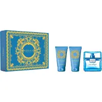 Versace Coffret cadeau Man Eau Fraiche : Eau parfumée, Gel douche & Baume après-rasage 50 ml chacun - Parfums masculins rafraîchissants pour l'homme moderne