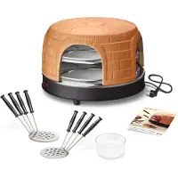 Emerio Pizzarette Original PO-116124.1 – Pour 8 personnes – Coupole en terre cuite fabriquée à la main – 1500 W – Mini-pizza