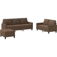 vidaXL Ensemble de canapés 3 pièces avec coussins Tissu brun
