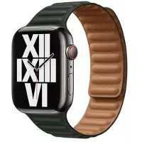 Apple Bracelet Leather Link Watch | 44/45/46/49 mm - Taille M/L - Sequoia Green