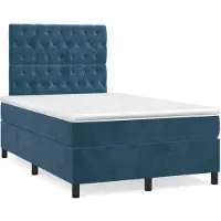 vidaXL Lit boxspring avec matelas bleu foncé 120x200 cm velours