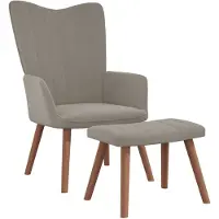 vidaXL Fauteuil relax avec pouf gris clair velours