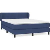 vidaXL Lit boxspring avec matelas bleu 140x200 cm Tissu
