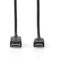 Nedis Câble Displayport | DisplayPort Male | HDMI Connector | 4K@60Hz | Nickel Plated | 2.00 m | Round | PVC | Black | Label