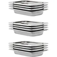 vidaXL Récipients Gastronorm 12 pcs. GN 1/4 40 mm acier inoxydable
