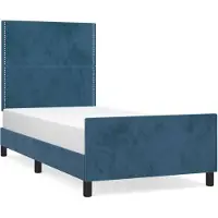 vidaXL Cadre de lit sans matelas bleu foncé 100x200 cm velours