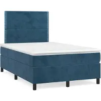 vidaXL Lit boxspring avec matelas bleu foncé 120x200 cm velours