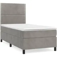 vidaXL Lit boxspring avec matelas gris clair 100x200 cm velours