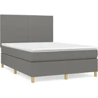vidaXL Lit boxspring avec matelas gris foncé 140x190 cm Tissu