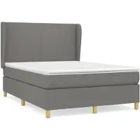 vidaXL Lit boxspring avec matelas gris foncé 140x190 cm Tissu