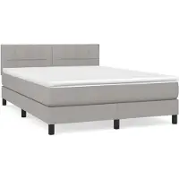 vidaXL Lit boxspring avec matelas gris clair 140x190 cm Tissu