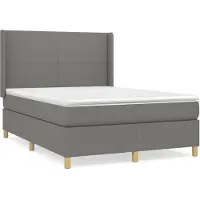 vidaXL Lit boxspring avec matelas gris foncé 140x190 cm Tissu
